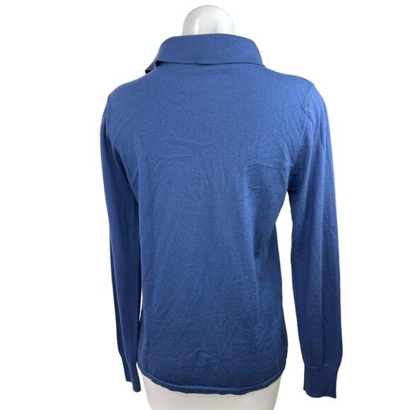 Aspesi Women's 100% Wool Blue Long Sleeve Collared Casual Polo Shirt Top Size M - Picture 2 of 4